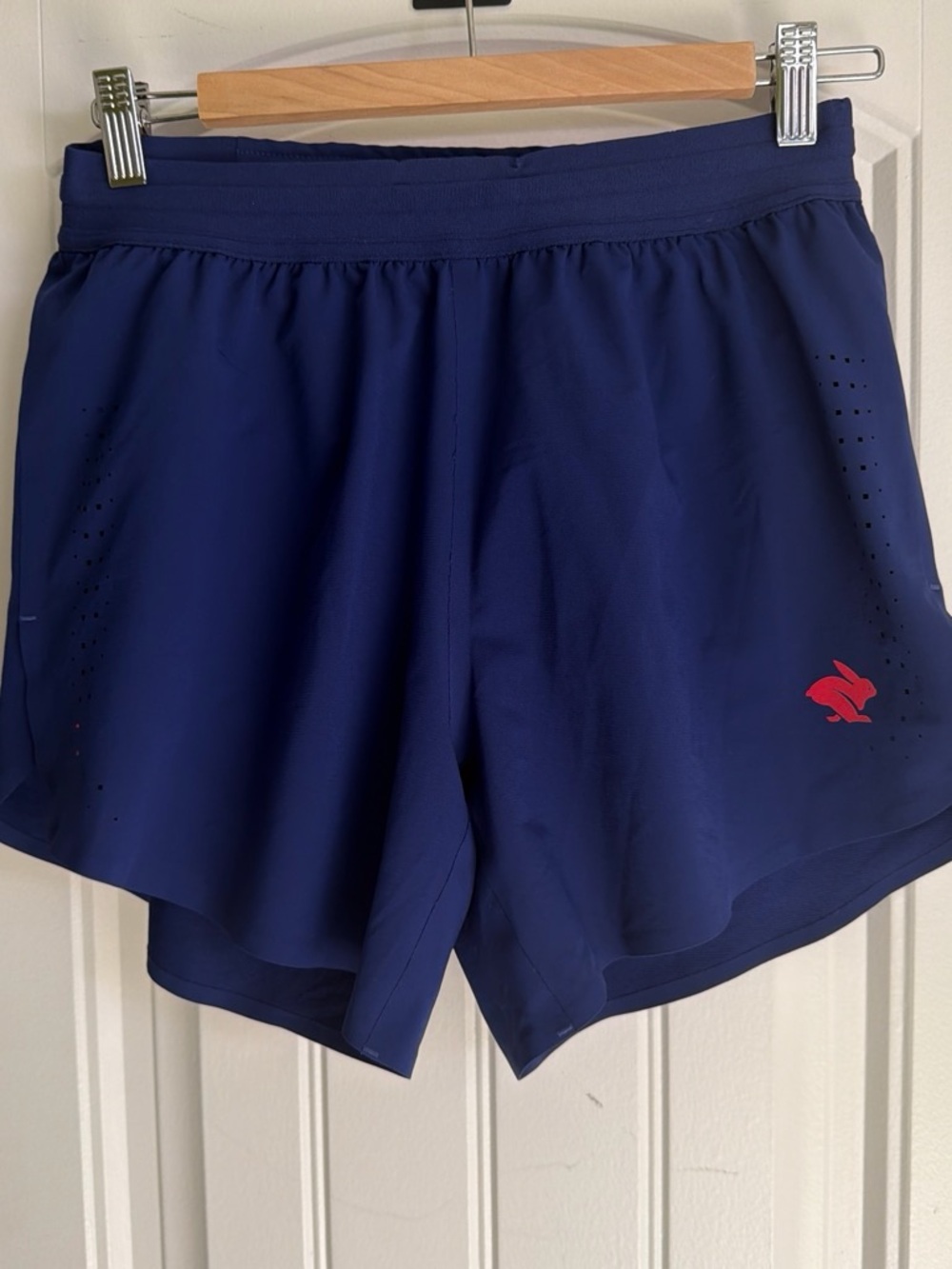 Navy Athletic 5” Shorts with Red Rabbit Logo